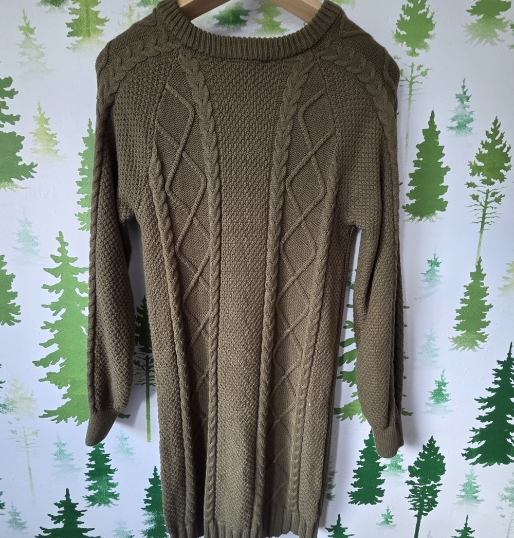 Olive Green Freshman 1996 Knit Sweater Dress